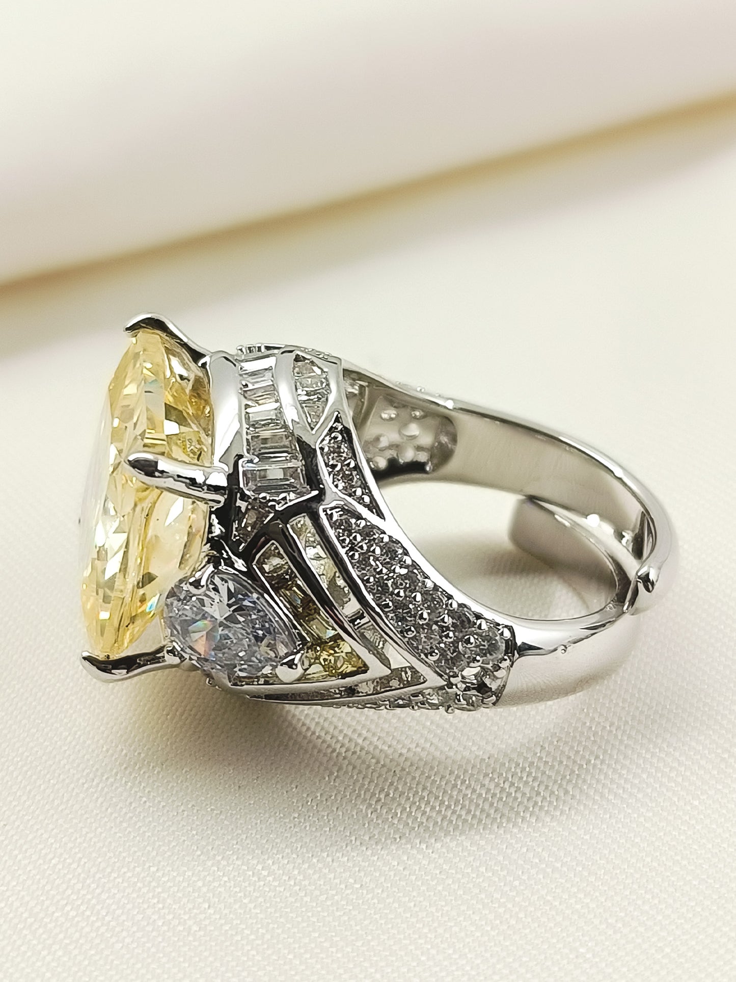 Raima Yellow American Diamond Finger Ring