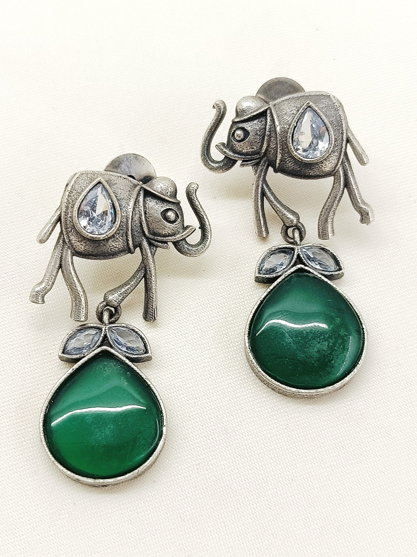 Himadri Green Oxidized Earring