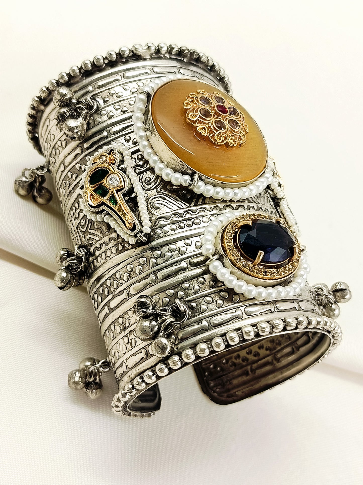 Avantika Yellow Fusion Broad Oxidized Bracelet