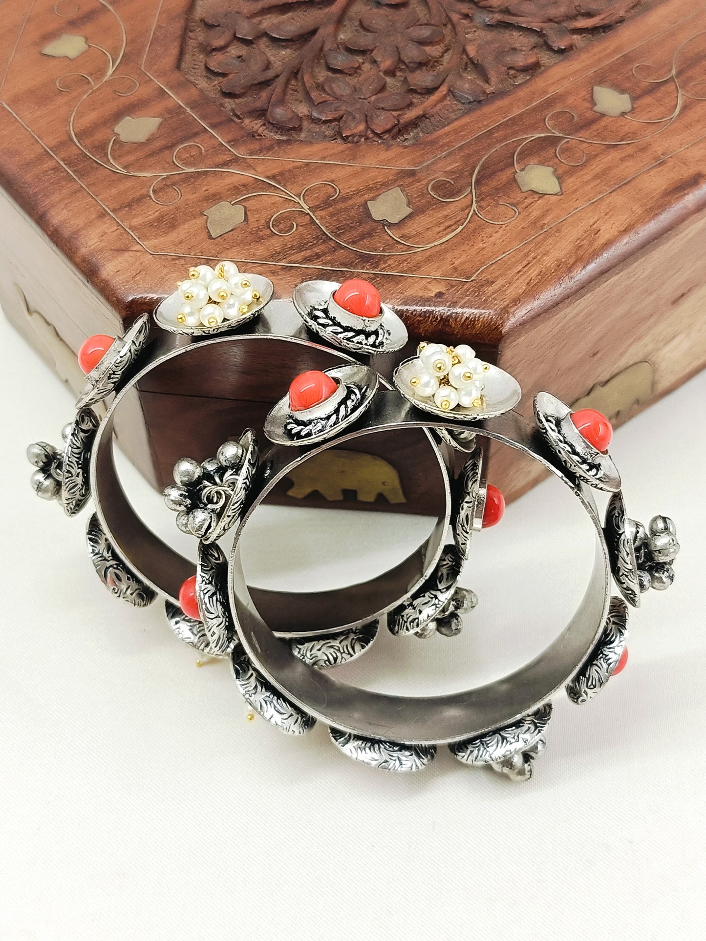 Farzana Coral Oxidized Bangles