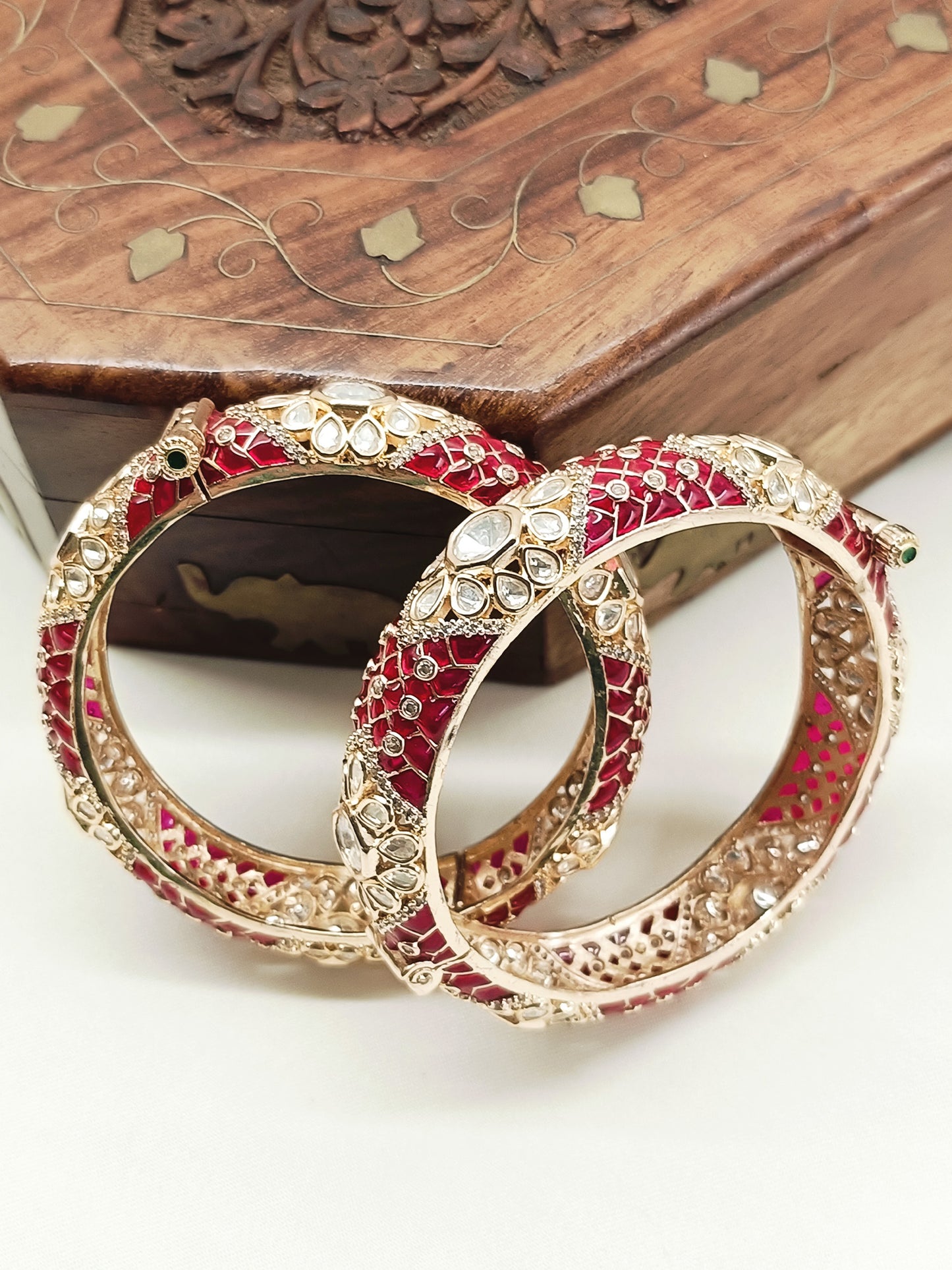 Meave Ruby Kundan Bangles