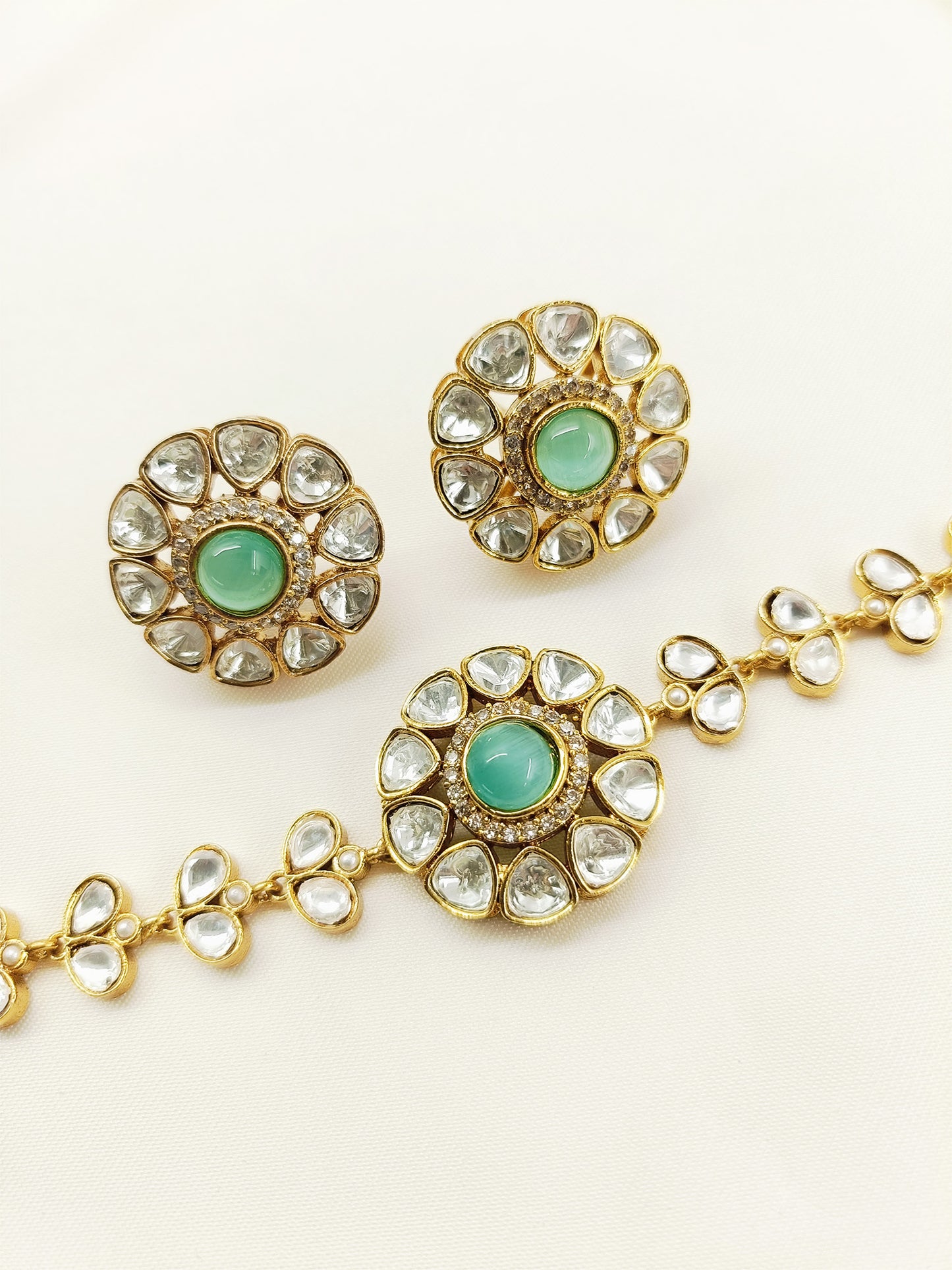 Etasha Mint Green Kundan Choker Set
