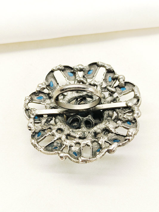Bhaumi Blue Oxidized Finger Ring