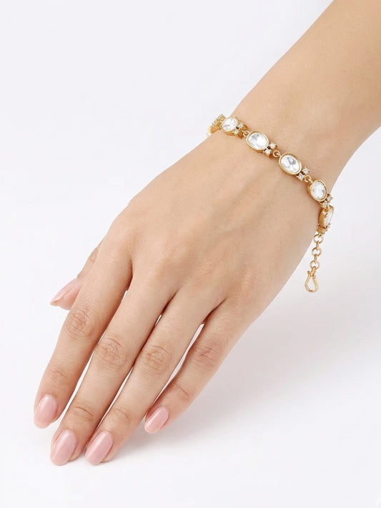 Tahera White Kundan Bracelet