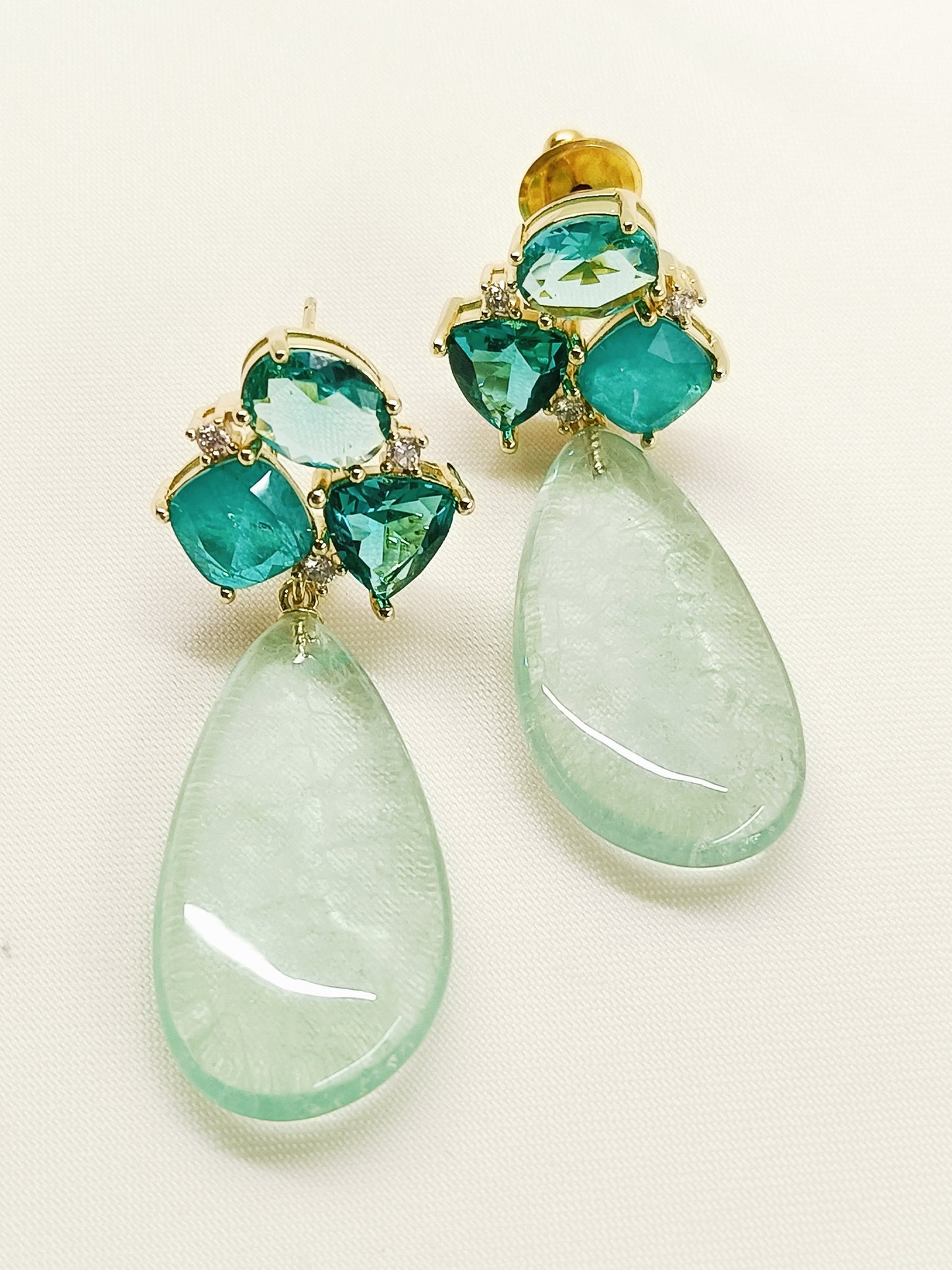 Shama Mint Green American Diamond Earring