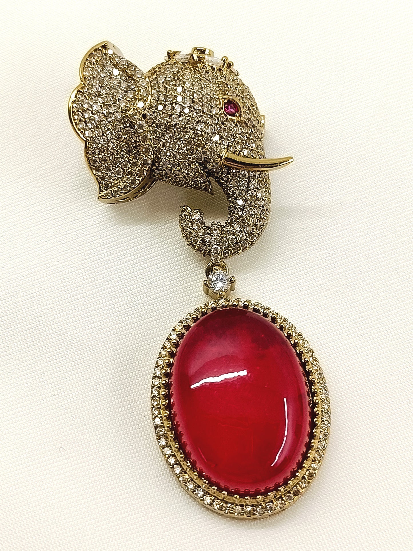 Charvik Ruby Elephant Brooch