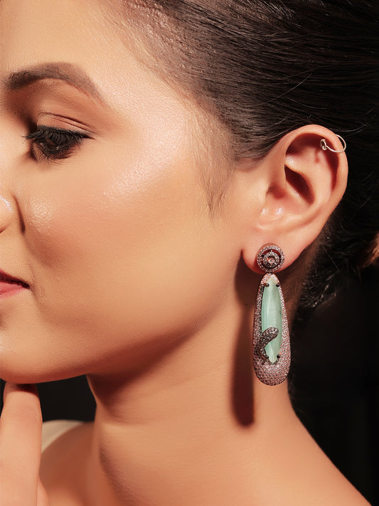 Khyati Diamond Work Light Green Victorian Earrings