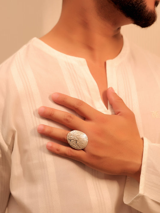 Shibana Silver Tribal Finger Ring