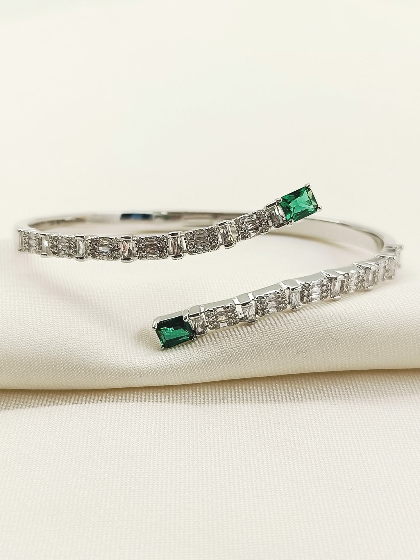 Sadhya Green American Diamond Bracelet