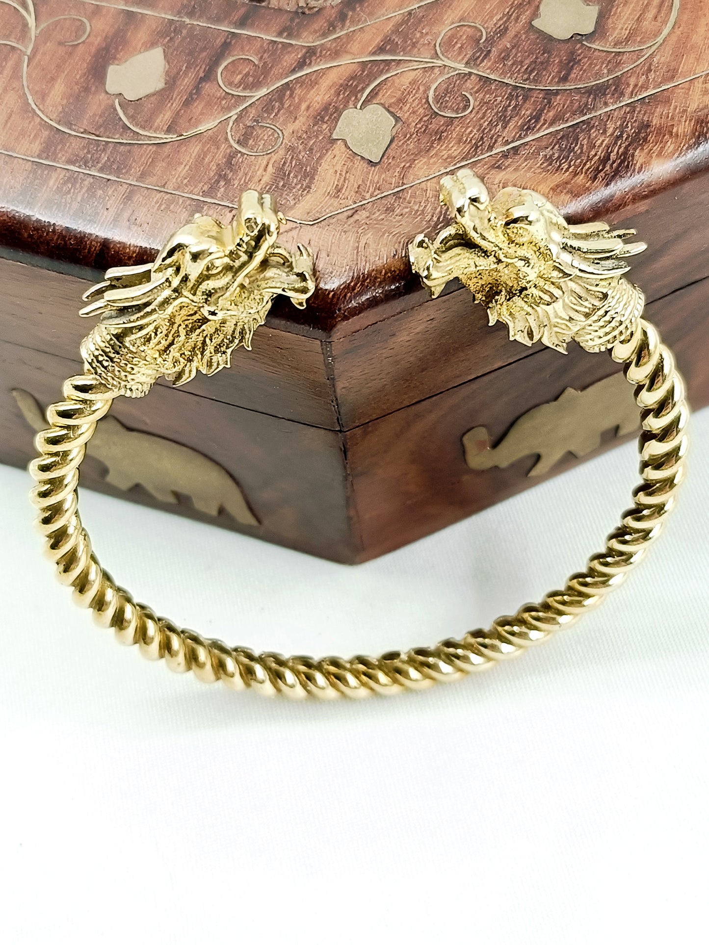 Inay Golden Twin Dragon Men's Bracelet