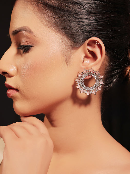 Kanchan Baby Pink American Diamond Silver Plated Tops