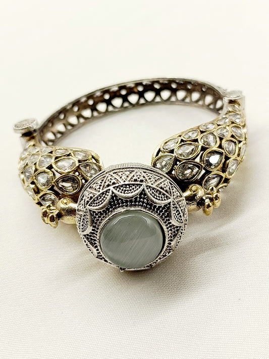 Aabirah White Peacock Oxidized Bracelet