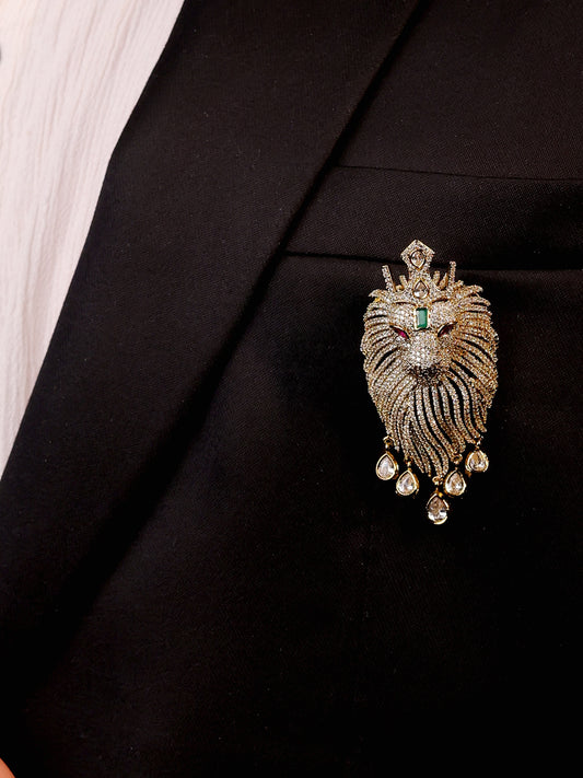 Aarush Green Lion Brooch