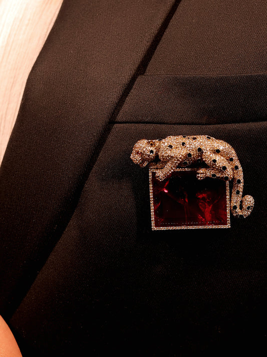 Ridhansh Ruby Leopard Brooch