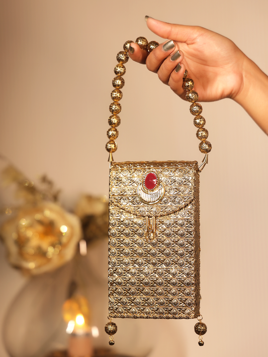 Kiran Ruby Golden Mobile Pouch