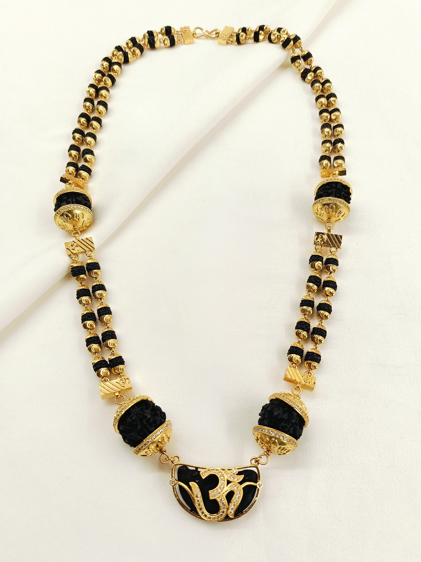 Upkaar Golden Men's Rudraksha Mala with Om Pendant