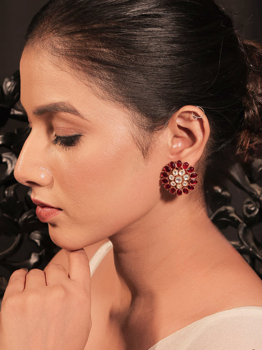 Mayra Maroon Gold Plated Kundan Tops