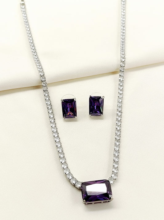 Anric Lavender American Diamond Necklace Set