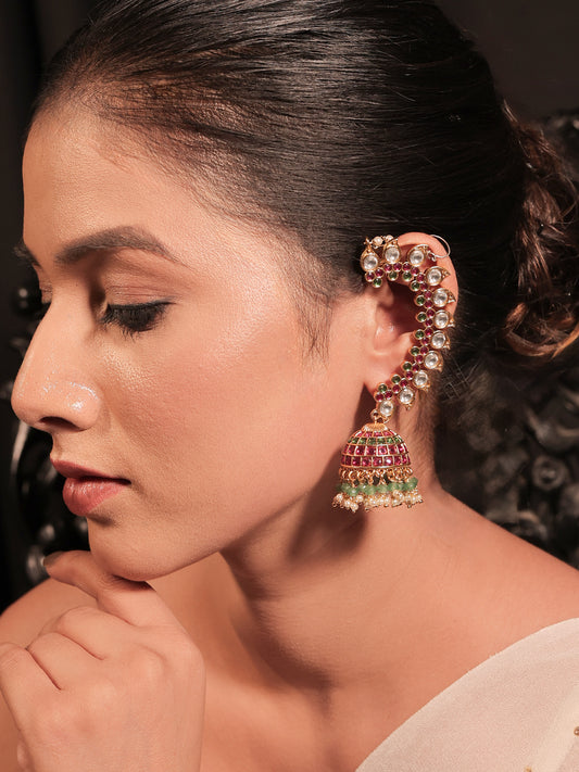 Krishna R&G Kundan Jhumki With Chain