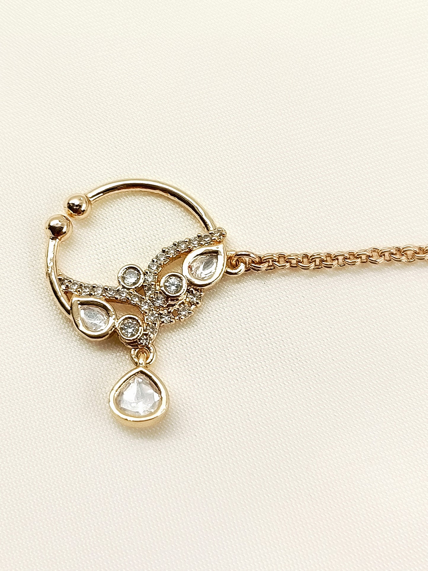 Mitali Rose Gold Kundan Nath
