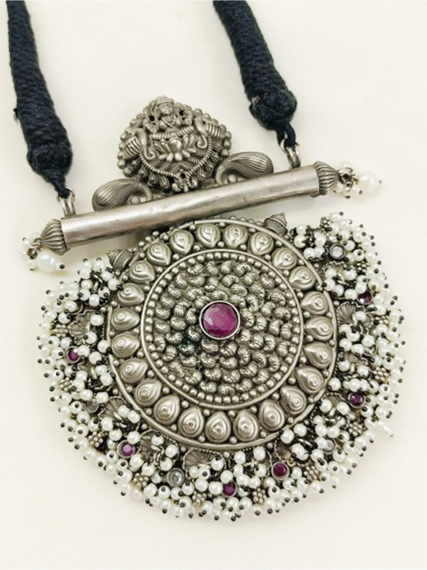 Devanuti Ruby Oxidized Necklace Set