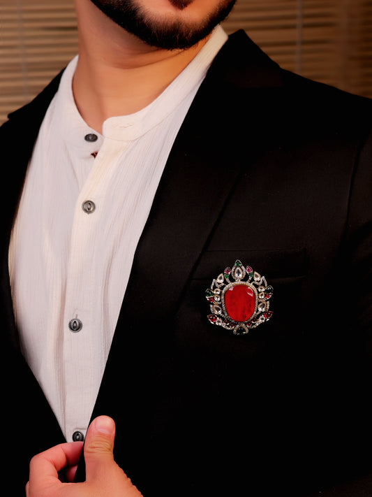 Pranit Ruby Men's Brooch