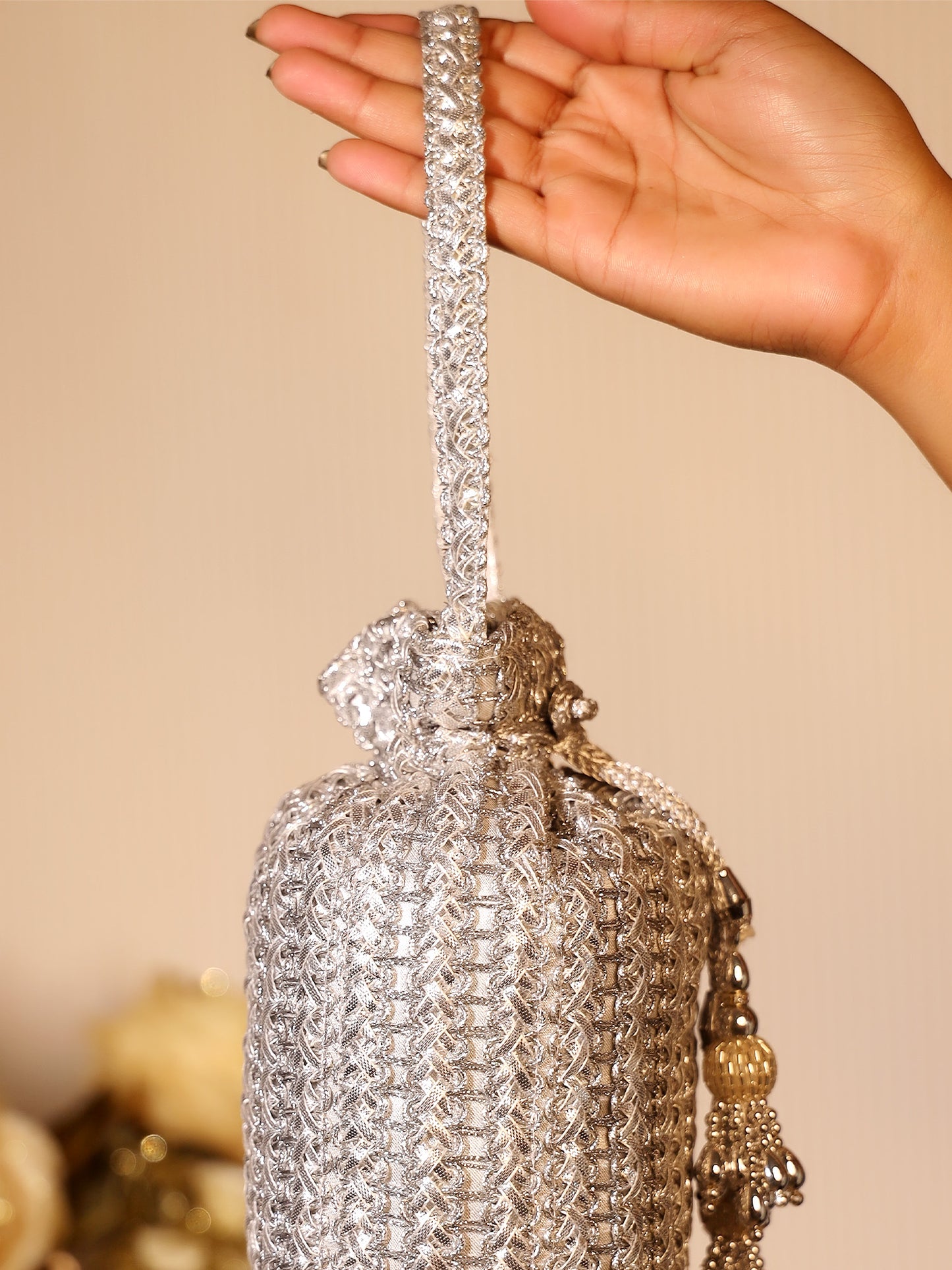 Gopi Silver Potli Bag