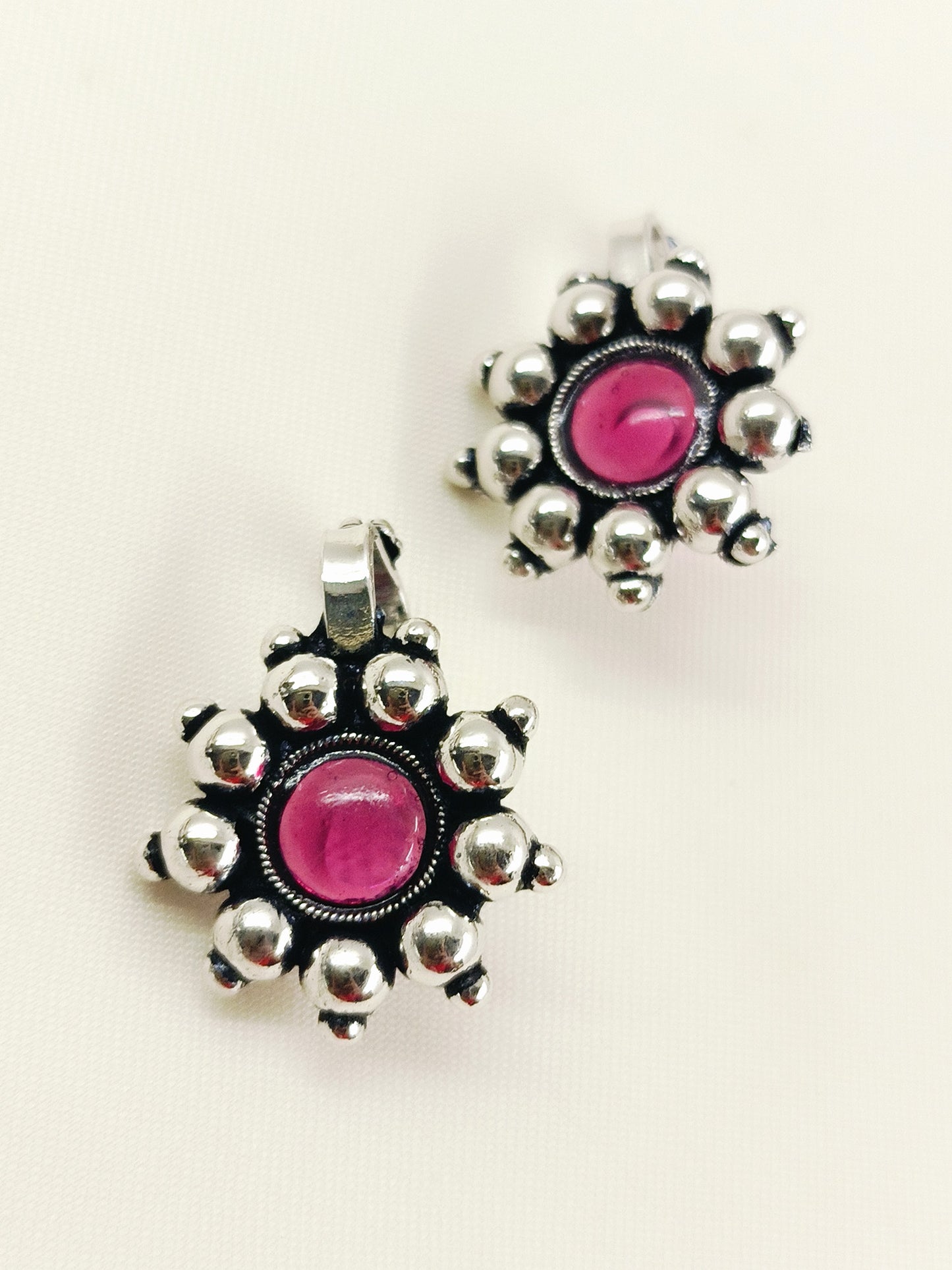 Hasini Oxidized Ruby Stone Rava Clip Cuff Pair