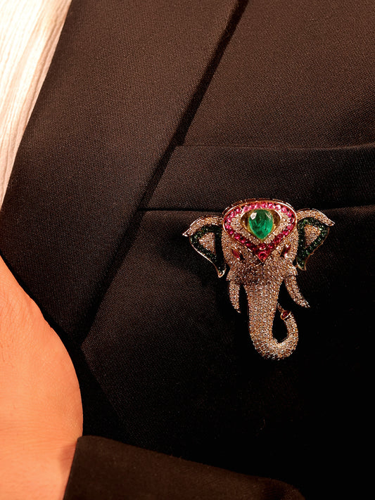 Anvay R&G Elephant's Brooch