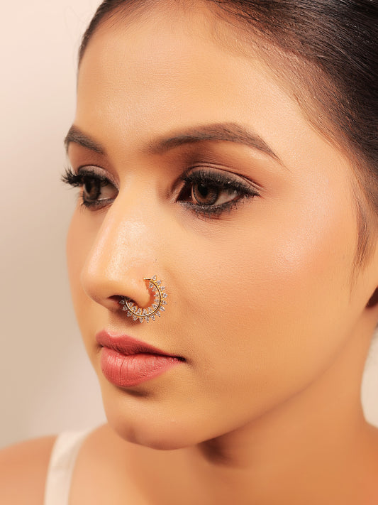 Pranavi Golden American Diamond Nath