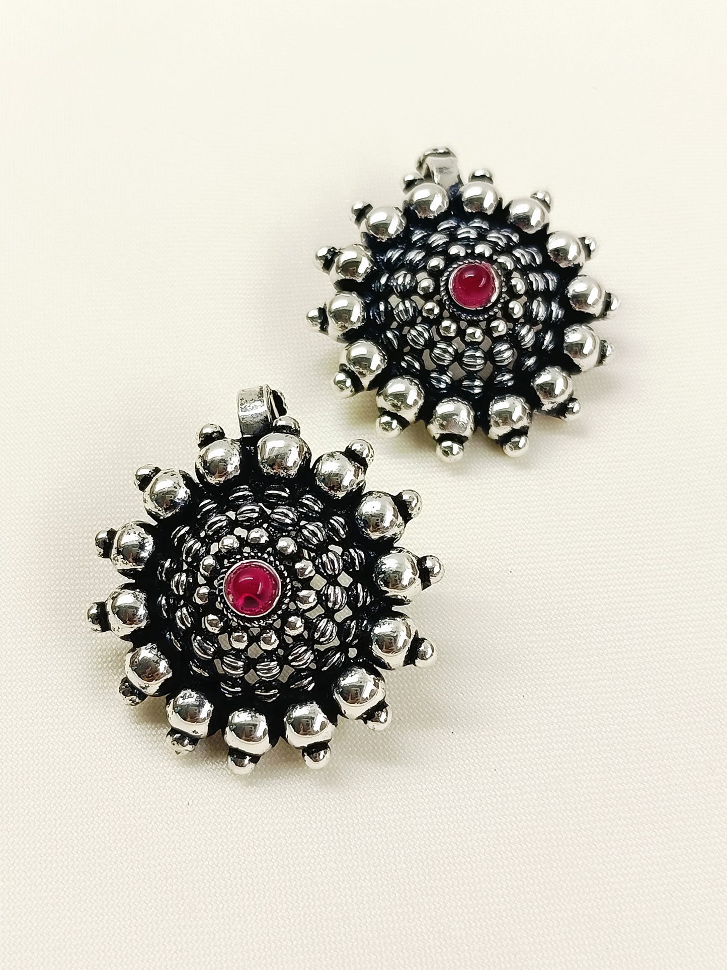 Bharti Ruby Surya Mandala Rava Clip Oxidized Cuff Pair