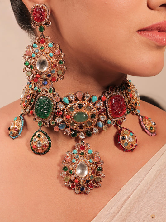 Sapna Navaratna Victorian Choker Set