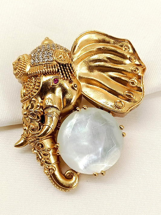 Dakshit White Elephant Men's Brooch