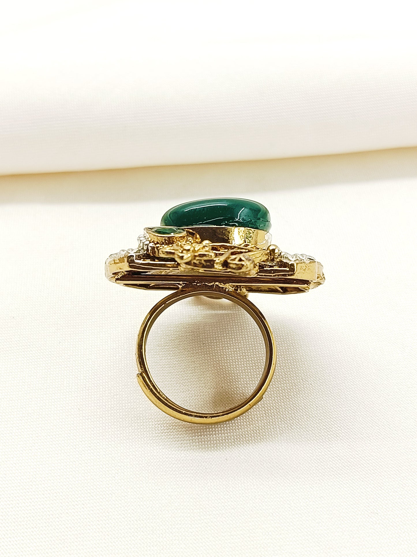 Bhaswati Green Oxidized Finger Ring
