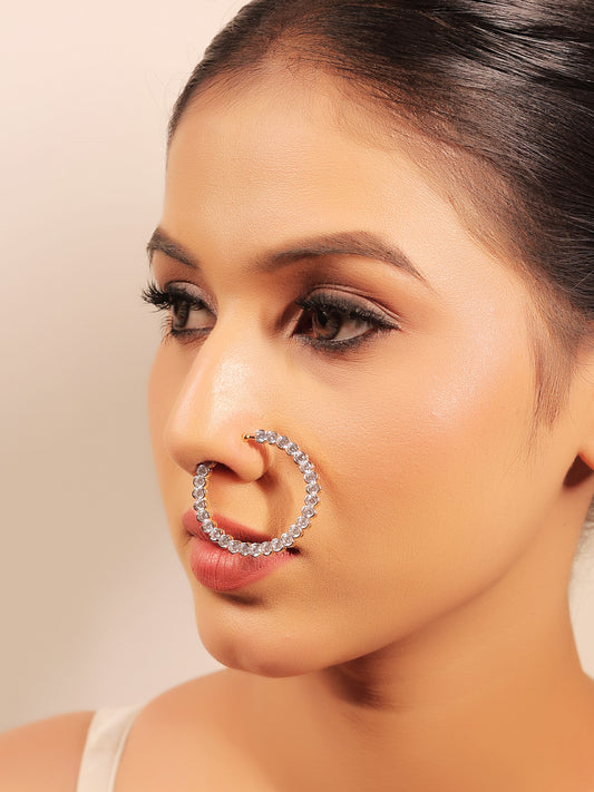 Addarshini Golden American Diamond Nath