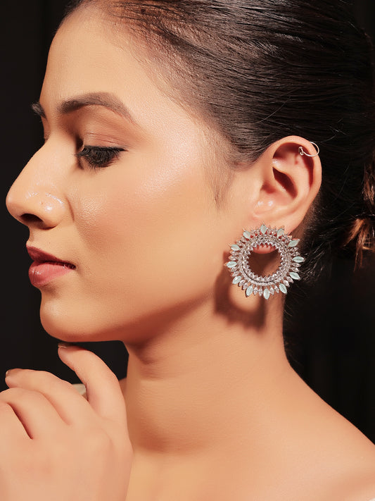 Kayra Sky Blue American Diamond Silver Plated Tops