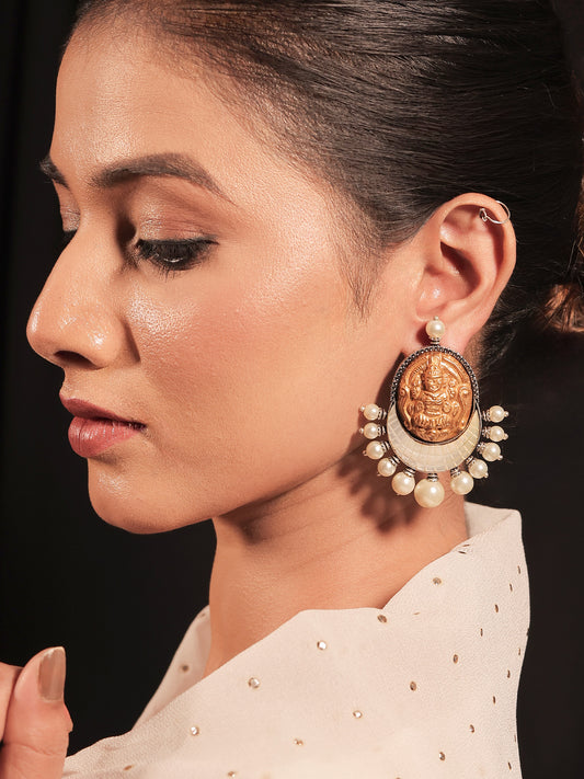 Pratibha White Temple Boutique Earrings