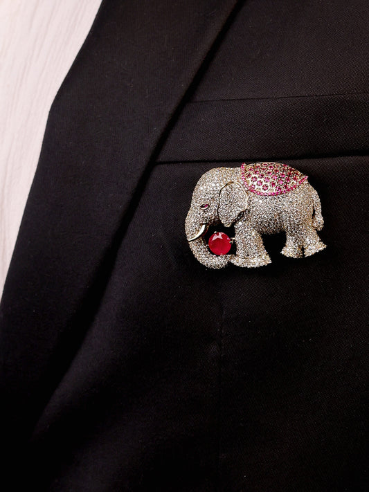 Harshil Ruby Elephant Brooch