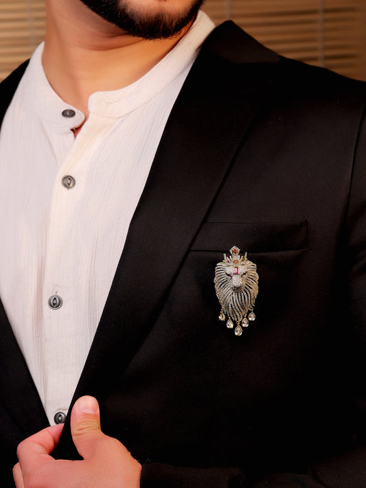 Amol Ruby Lion Brooch