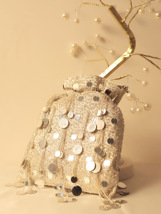 Agnes Silver Potli Bag