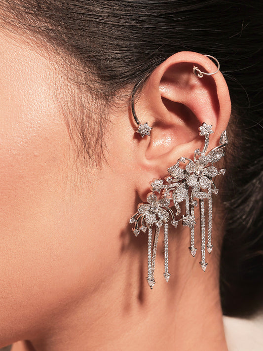 Ishika White American Diamond Earrings
