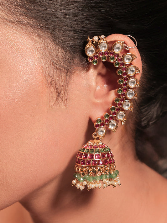 Krishna R&G Kundan Jhumki With Chain