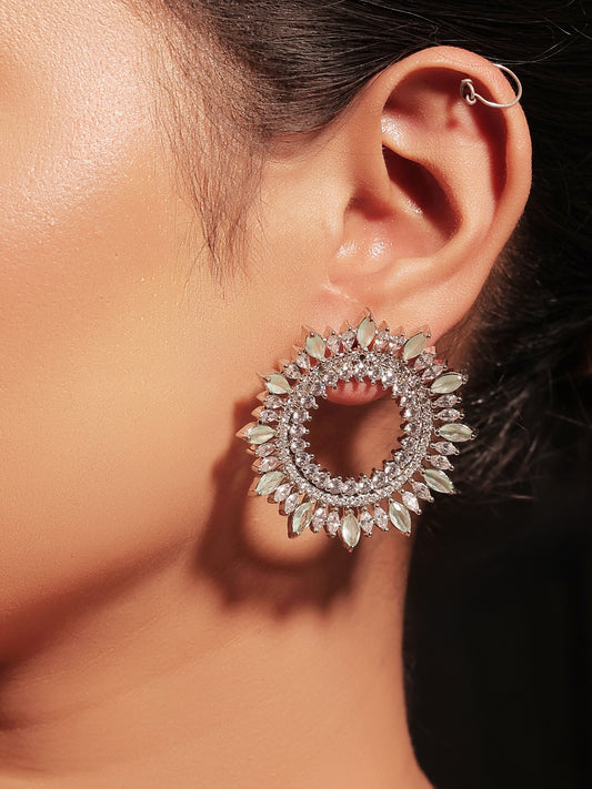 Monika Light Green American Diamond Silver Plated Tops
