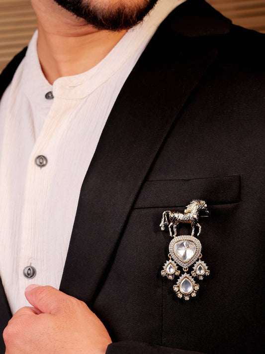 Poorav White Horse Brooch