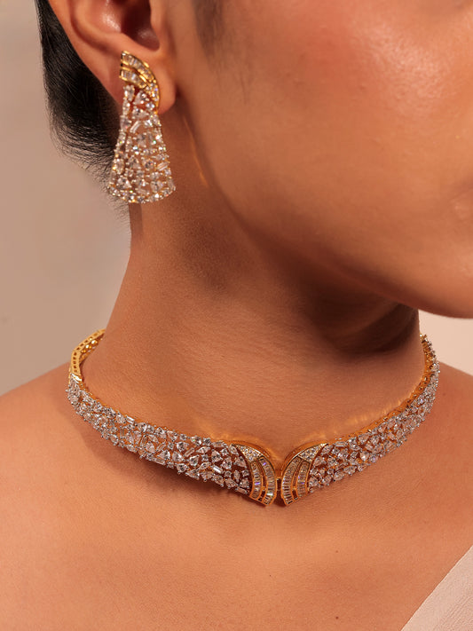 Raissa White American Diamond Choker Set