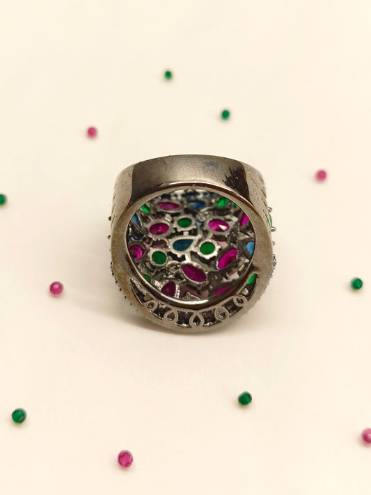 Gulika Multi Colour Victorian Finger Ring
