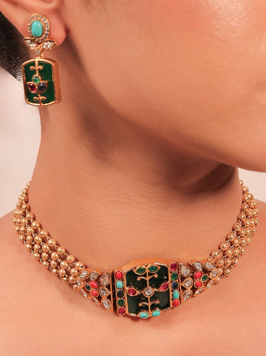 Dimpy Multi Colour Kundan Choker Set