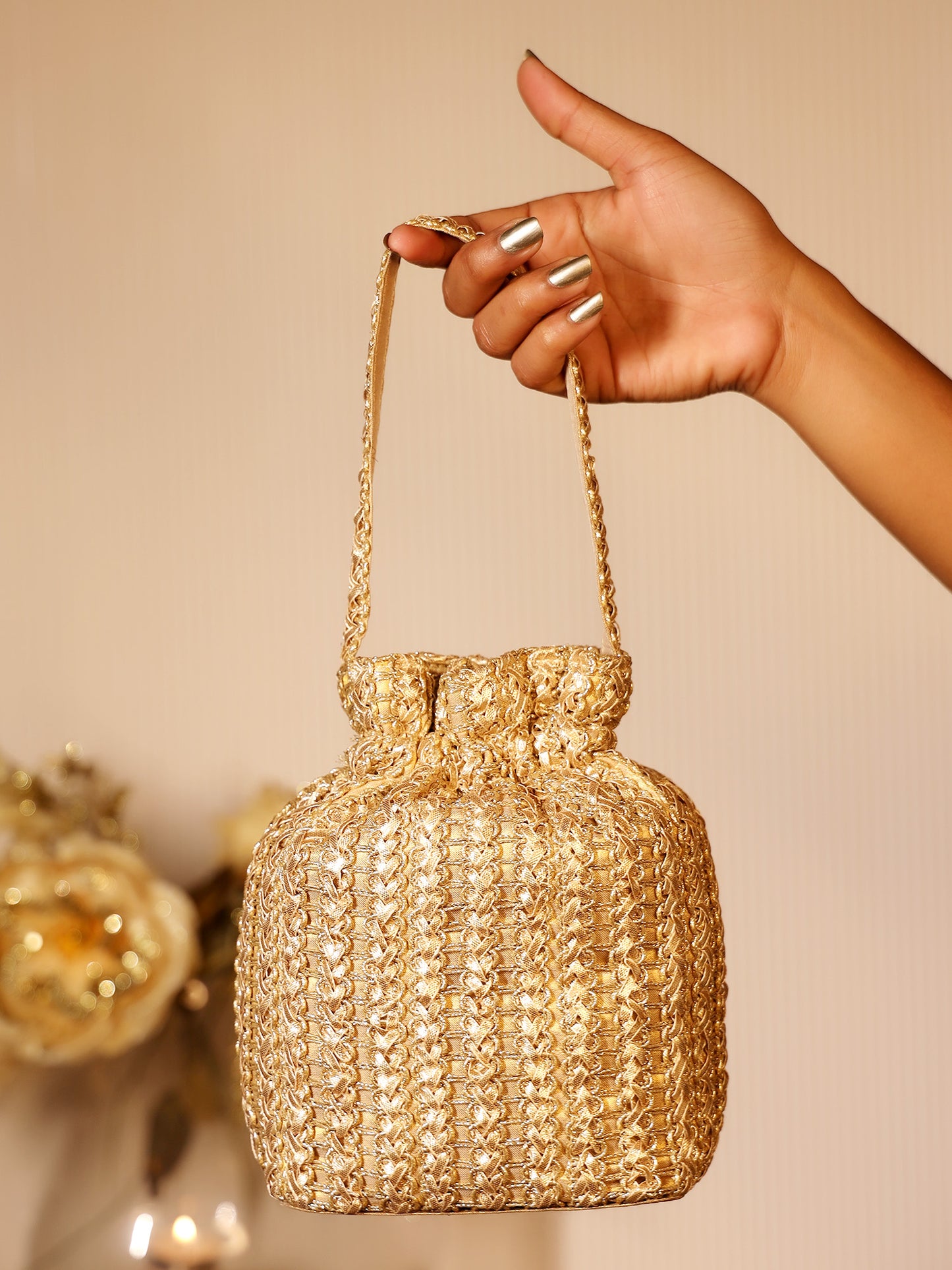 Omera Golden Potli Bag