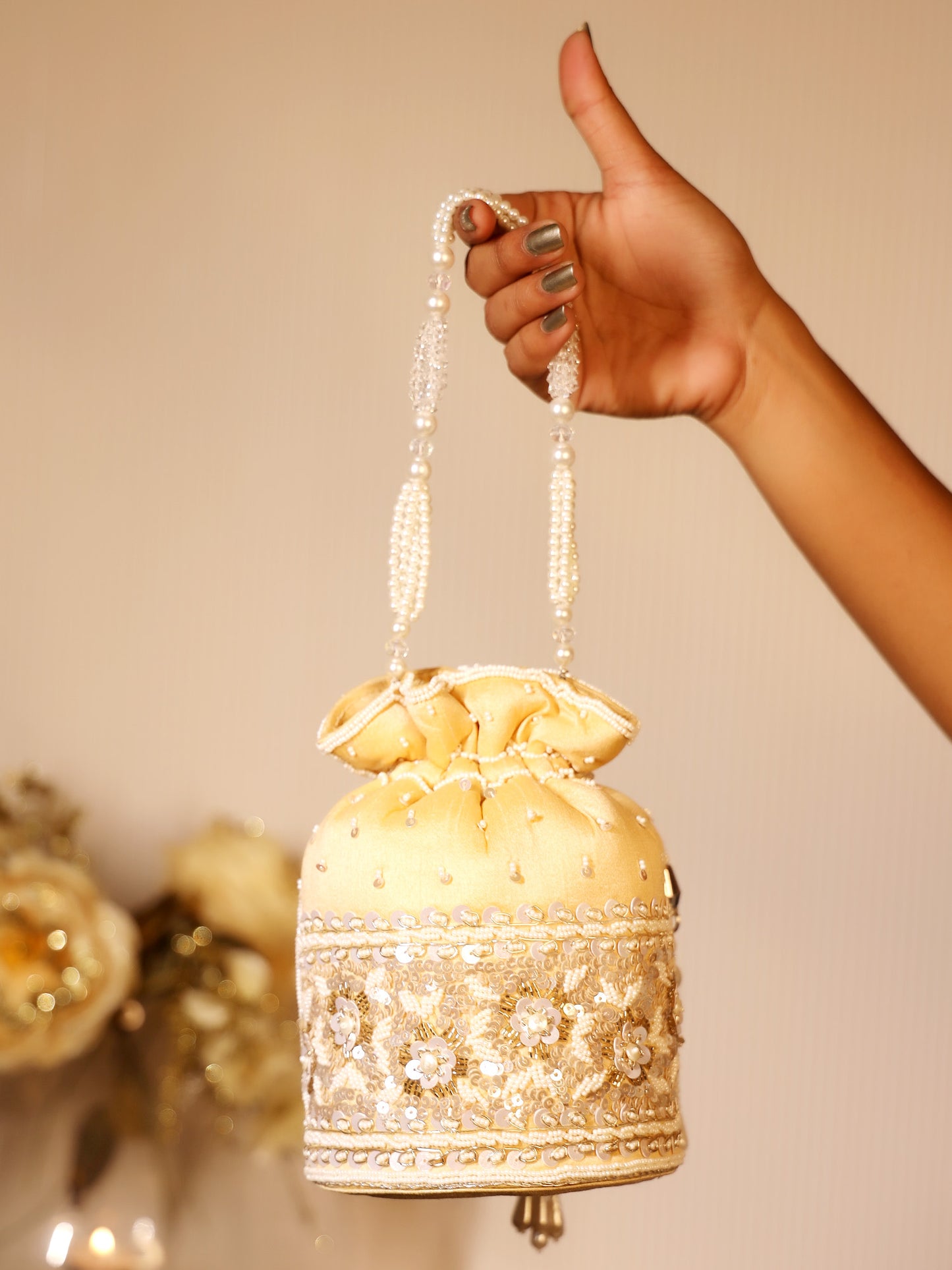 Aamani Beige Potli Bag
