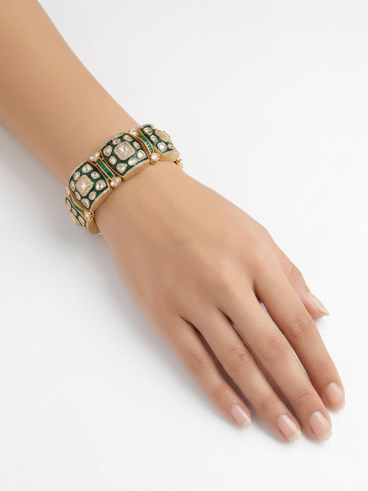 Ahira Green Kundan Bracelet